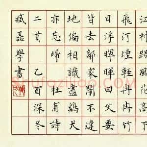 臧磊 硬笔楷书作品《杜甫诗二首》图片欣赏