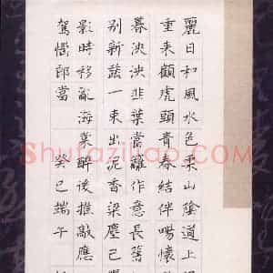 朱振玲 硬笔楷书作品《丽日和风水色柔》图片欣赏