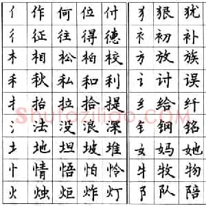 钢笔楷书偏旁部首的写法