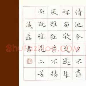 臧磊 硬笔楷书作品《李白诗饯校书叔云》图片欣赏