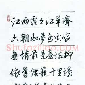王惠松 硬笔行书作品《刘禹锡台城诗一首》图片欣赏