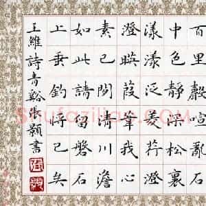 张颢 硬笔楷书作品《王维诗》图片欣赏