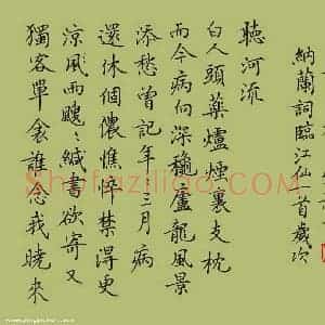 张颢 硬笔楷书作品《纳兰性德词江仙子》图片欣赏