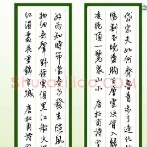 王圣才 硬笔行书作品《杜甫诗二首》图片欣赏