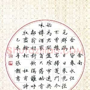 张颢 硬笔楷书作品《杜甫诗客至一首》图片欣赏