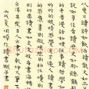 周晔 硬笔楷书作品《读书赋》图片欣赏