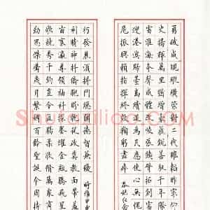 荆霄鹏 硬笔楷书作品《纪念邓小平诞辰联》图片欣赏