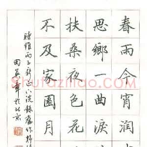 田英章 硬笔楷书作品《录旧作抒怀》图片欣赏