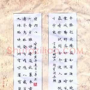 硬笔楷书作品《云南昆明西山飞云阁长联》图片欣赏