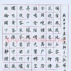 段瑞明 硬笔楷书作品《白居易诗》图片欣赏