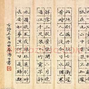 汤力 硬笔楷书作品《古诗五首》图片欣赏