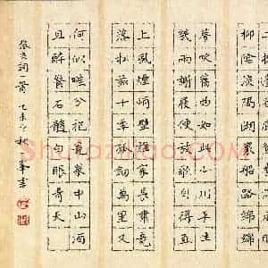 刘湘峰 硬笔楷书作品《张炎词一首》图片欣赏