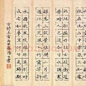 汤力 硬笔楷书作品《古诗五首》图片欣赏