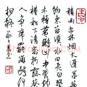 蔡子义 硬笔行书作品《王维诗积雨辋川庄作》图片欣赏