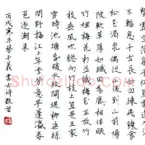 蔡子义 硬笔楷书作品《古诗抄》图片欣赏