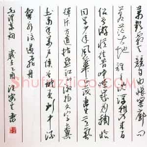 汪寅生 硬笔行书作品《毛泽东词》图片欣赏
