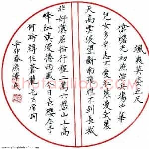 康泽民 硬笔楷书作品《毛主席词》图片欣赏