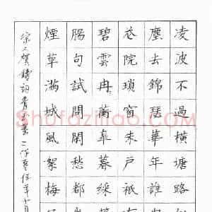 丁永康 硬笔楷书作品《贺铸青玉案》图片欣赏