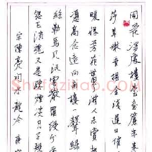 刘东红 硬笔行书作品《陈亮词水龙吟》图片欣赏