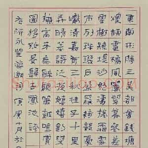 朱玉华 硬笔隶书作品《柳永望海潮词》图片欣赏