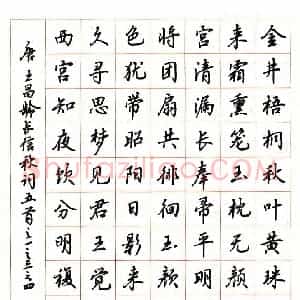 吴玉生 硬笔行楷作品《王昌龄长信秋词》图片欣赏