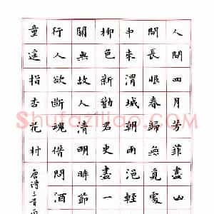 蓝雨谦 硬笔楷书作品《唐诗三首》图片欣赏