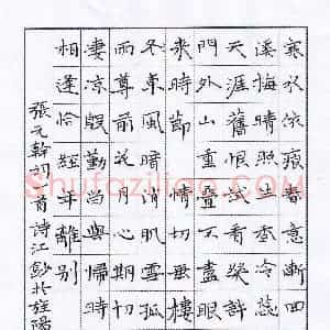 陶诗江 硬笔楷书作品《张元干词》图片欣赏
