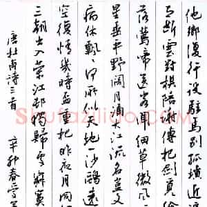 花爱军 硬笔行书作品《杜甫诗三首》图片欣赏