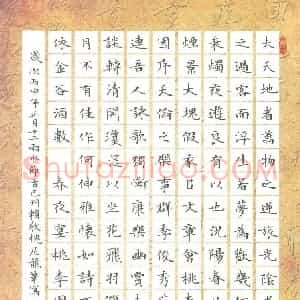 赖敬槐 硬笔楷书作品《李白诗春夜宴桃李园序》图片欣赏