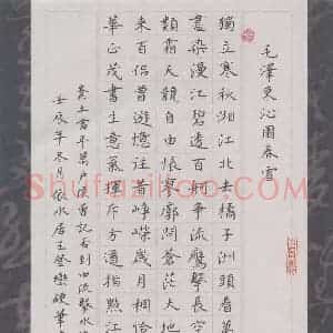 王登峦 硬笔楷书作品《毛泽东词沁园春雪》图片欣赏