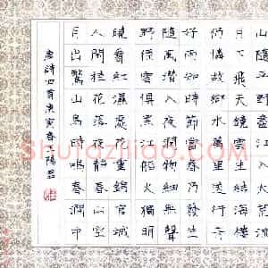 王阳君 硬笔楷书作品《唐诗四首》图片欣赏