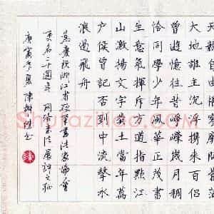 陈雄杰 硬笔楷书作品《毛泽东词一首》图片欣赏